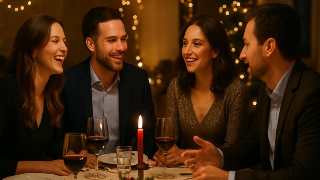 Gruppo di adulti in contesto sociale per Capodanno
